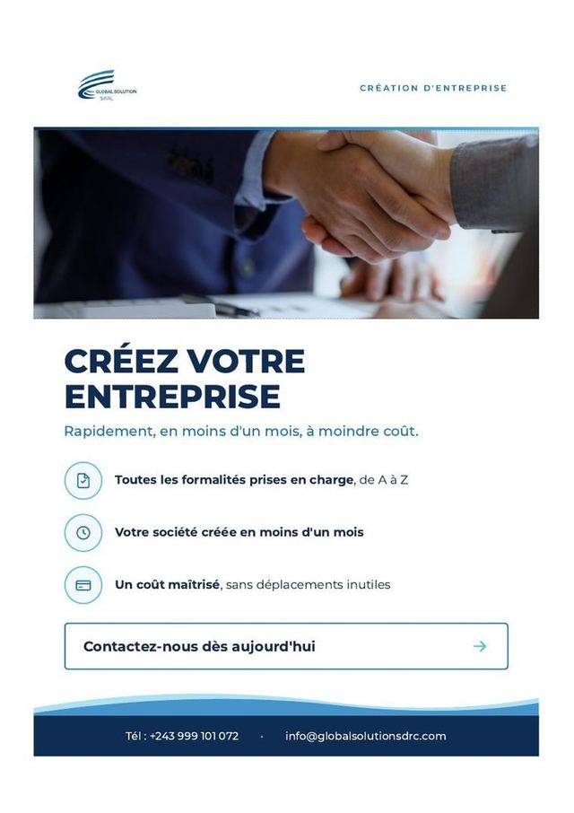 Flyer « Créez votre entreprise », Global Solution SARL